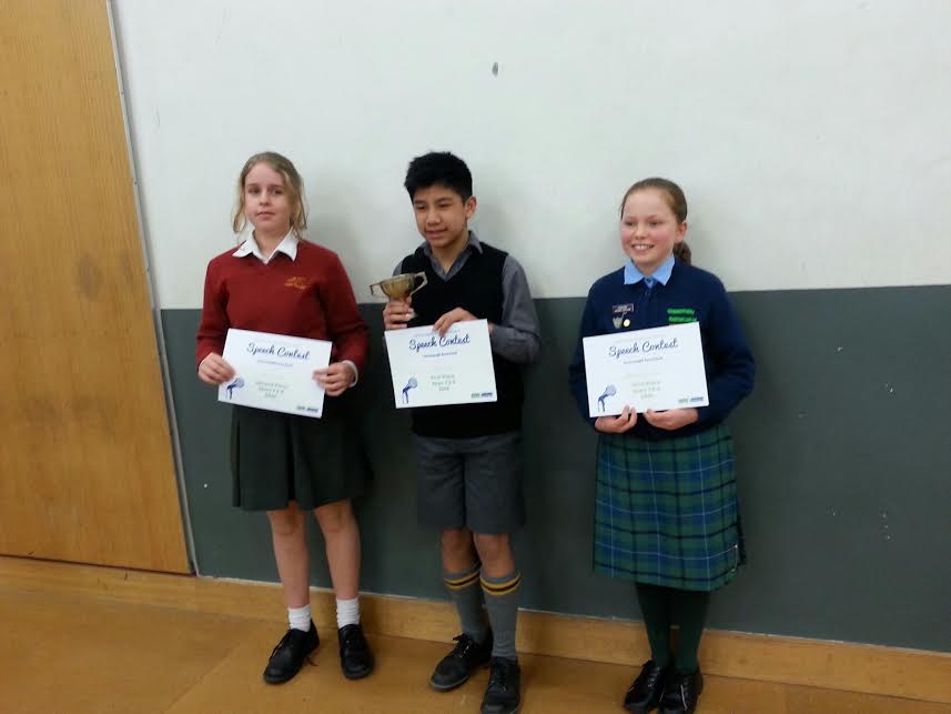 Vent Sthld Speech Contest winners - Yrs 7&8