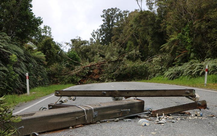 Power lines down on State Highway 6 at Mt Hercules.