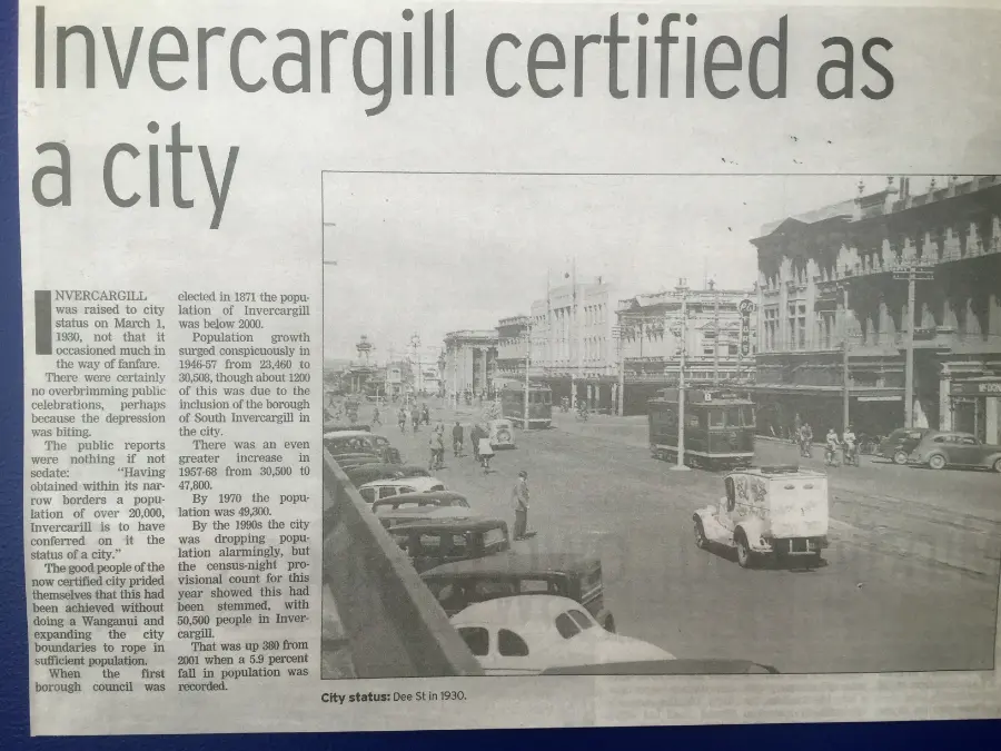 Friday Flashback - Invercargill Certified As A City