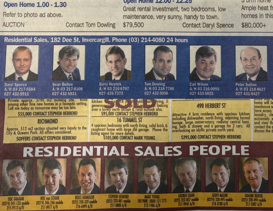 Old Invercargill Flashback – 2003 Real Estate Adverts