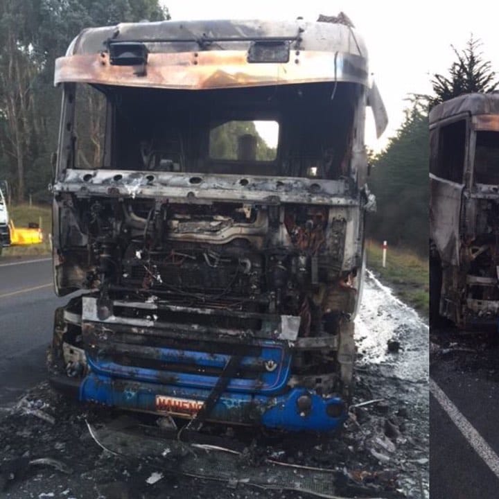 Truck Caught Fire On Motorway North of Dunedin -Expect Delays