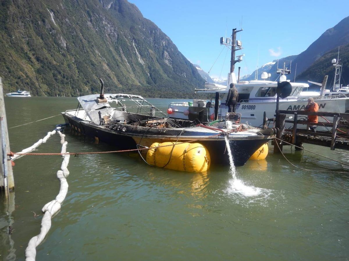 Damaged Boat Removed From Milford Sound