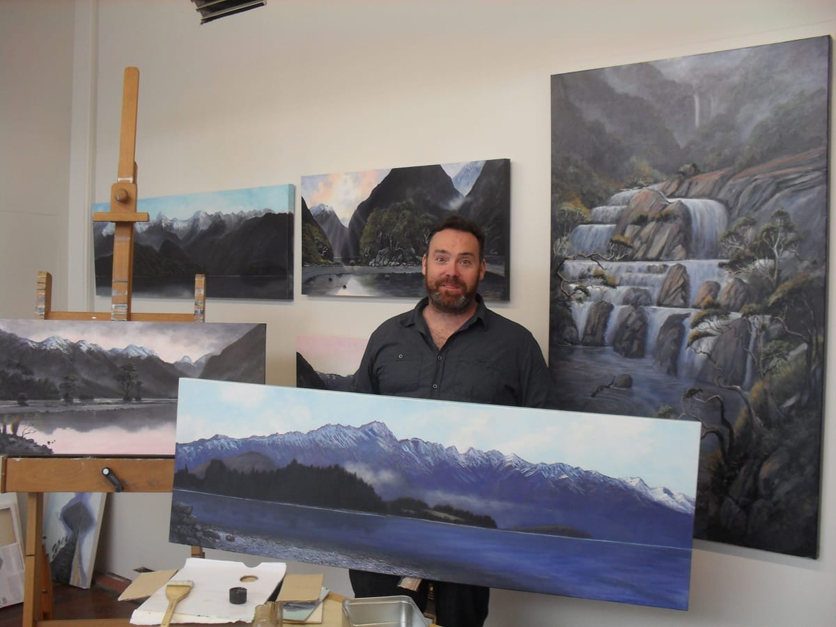 Landscape Artist Enjoying City Studio Location