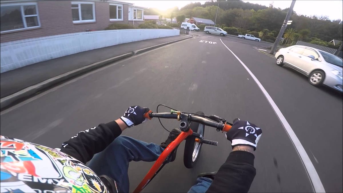 Drift Trike Down Baldwin Street (steepest street in the world)