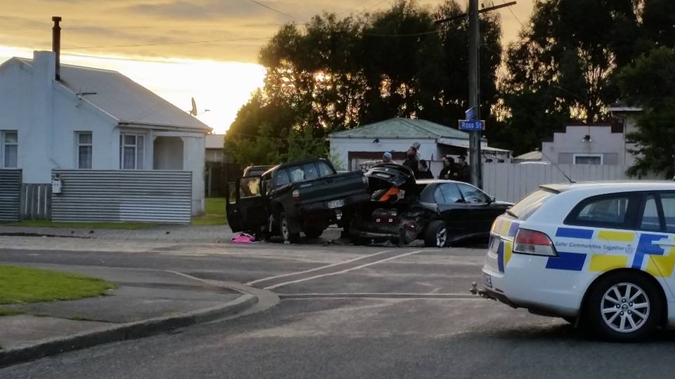 Car & Ute Collide Corner Of Willis & Ross Streets