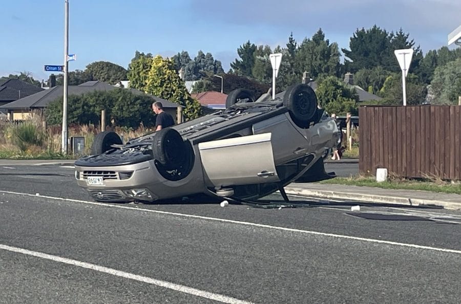 Car Flips In Two Car Crash