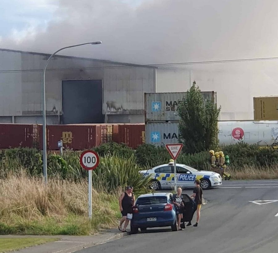 Traffic Diversions in Place as Firefighters Tackle Blaze at Invercargill Storage Facility