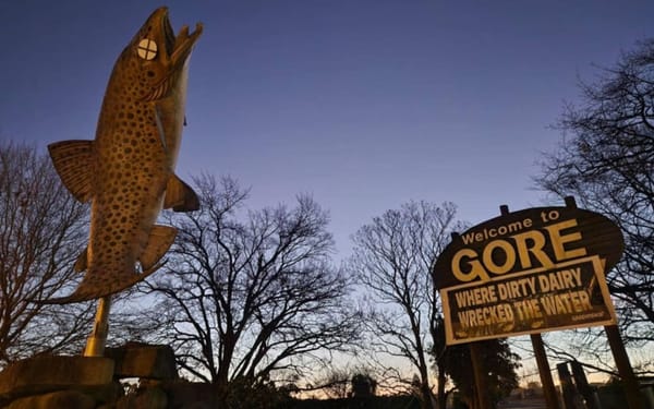 Greenpeace Vandals Target Gore's Trout Statue