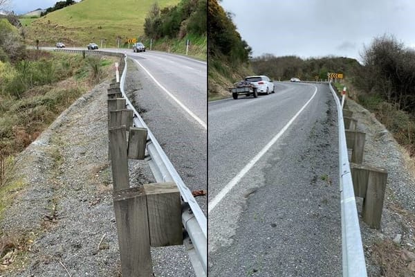 Highway Repair Work Underway at Round Hill, Inland from Milton