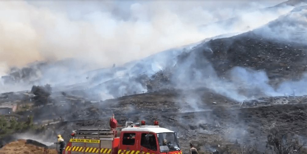 Eleven Fire Trucks Fighting Large Wanaka Hill Fire