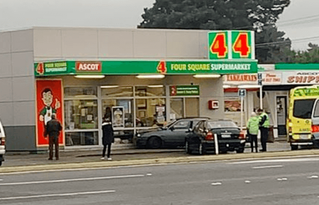 Driver Loses Control Hits Ascot Four Square Store