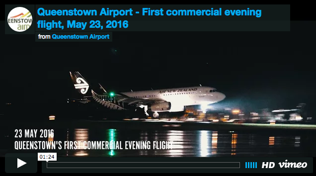 Queenstown Airport First commercial Evening Flight