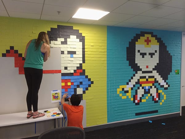 Office Superhero Post-It Mural