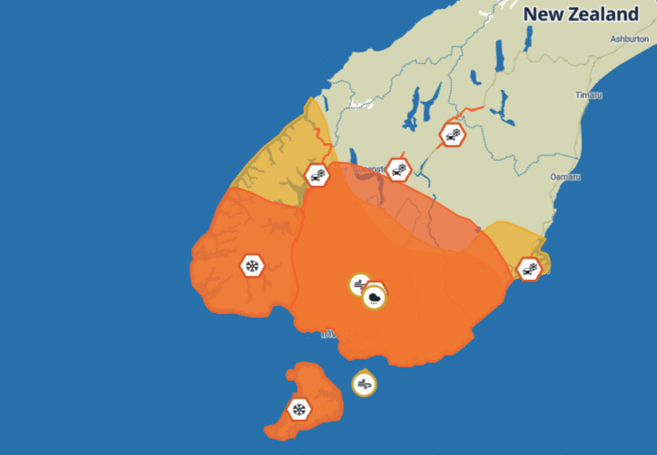 Heavy Snow, Rain, Wind Warnings For Clutha & Southland